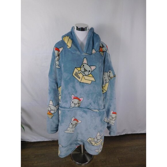 The Oodie Pullover Blanket Hoodie Adult French Bulldog Dog Print One Size Cozy - Picture 5 of 12